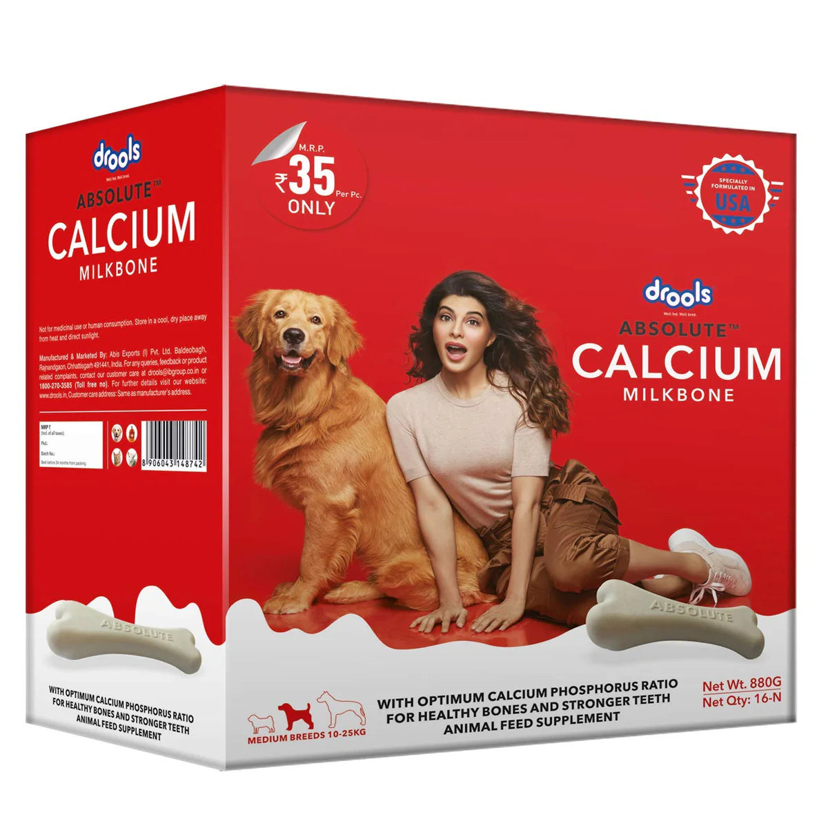 Drools Absolute Calcium Milk Bone Supplement for Medium Dog Breeds