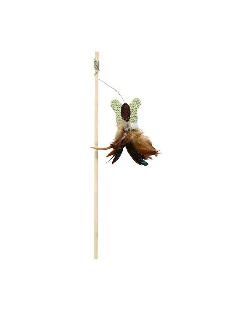 Trixie Playing Rod with Butterfly Feather Wood Jute Canvas Toy for Cats