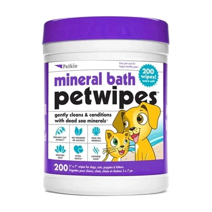 Petkin Mineral Bath Pet Wipes for Dogs & Cats