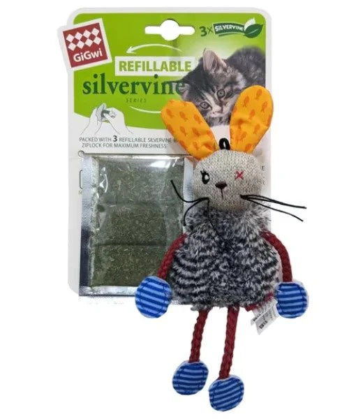 GiGwi Refillable Silvervine Rabbit Toy for Cats
