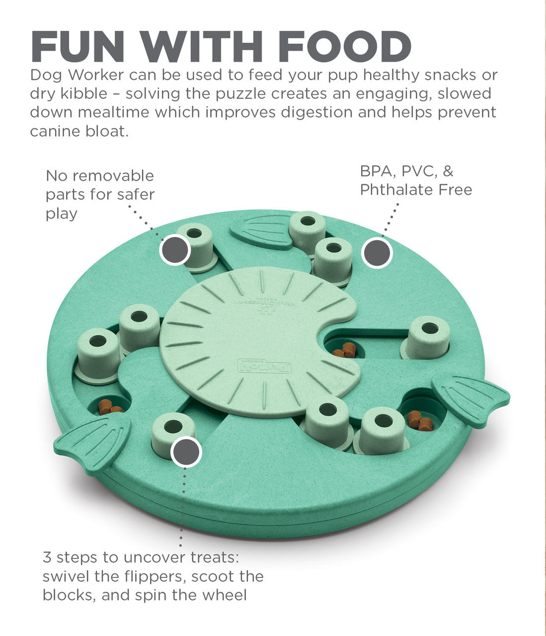 Outward Hound Dog Worker Interactive Treat Green New