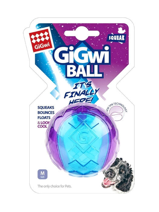 Gigwi-Squeaker Transparent Blue& Purple Ball for Dog Medium