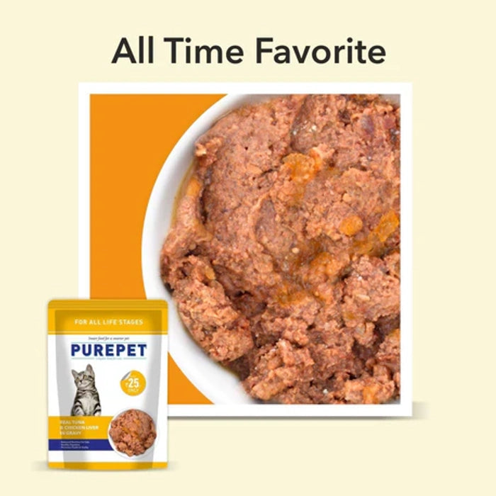 Purepet-Real Tuna and Chicken Liver in Gravy Wet Food for Cats and Kittens 50Gm