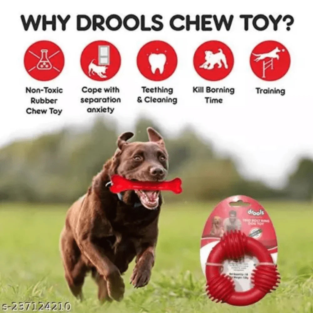 Drools- Non Toxic Rubber Trio Bolt Ring Toy for Dogs