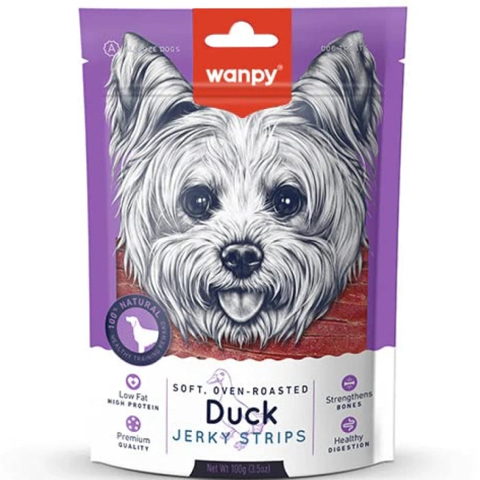 Wanpy- Roasted Soft Duck Jerky Strips Dog Treats