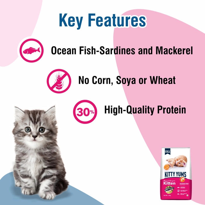 Kitty Yums- Kitten (1-12 Months) Dry Cat Food Ocean Fish