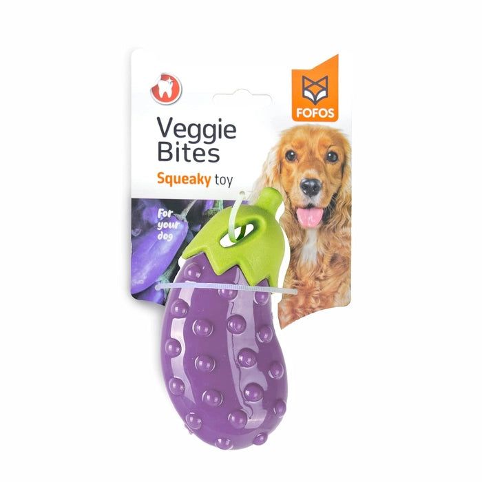 Fofos- Vegi Bites Eggplant Squeaky Dog Toy