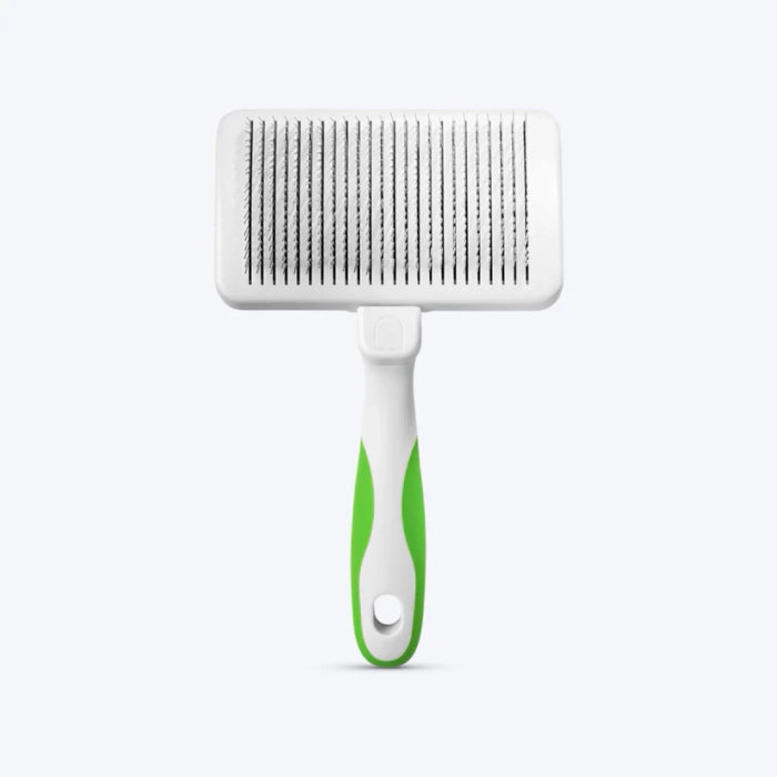 Andis- Self Cleaning Slicker Brush for Dogs White & Lime Green