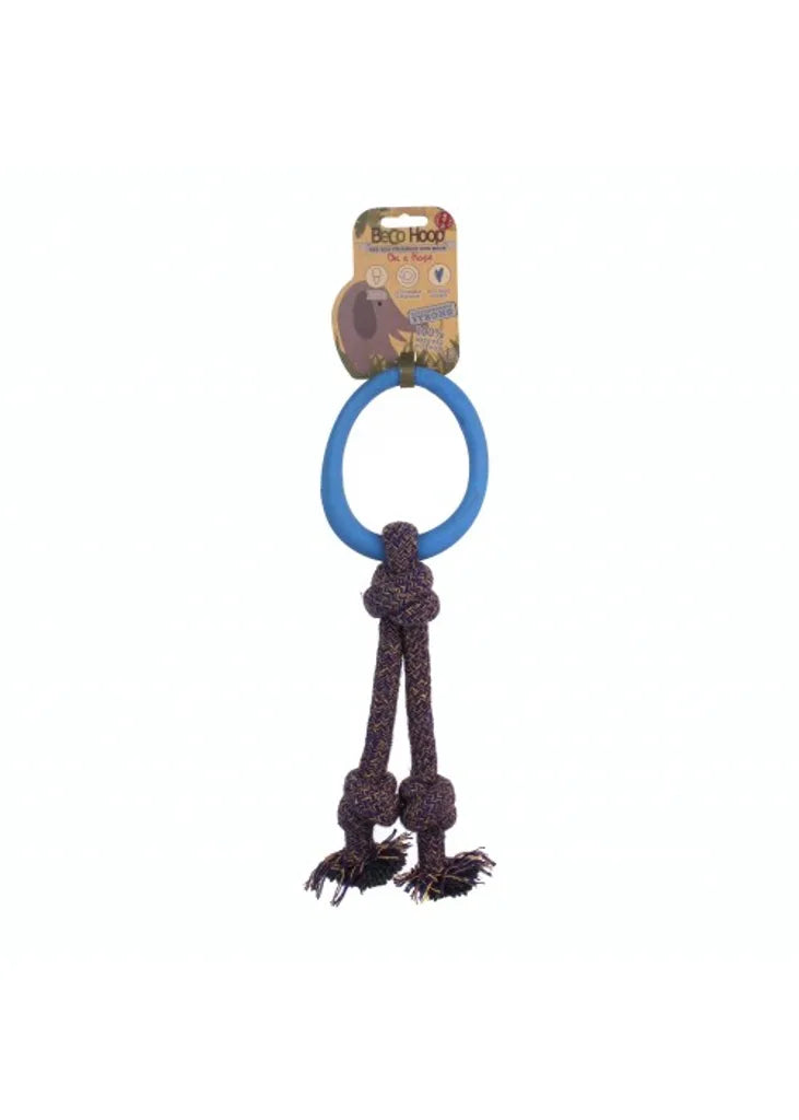 Beco Rubber Hoop on Rope Dog Toy