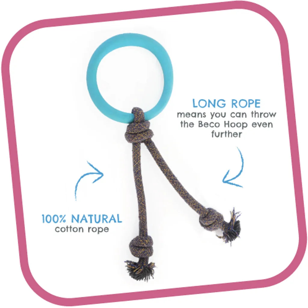 Beco Rubber Hoop on Rope Dog Toy
