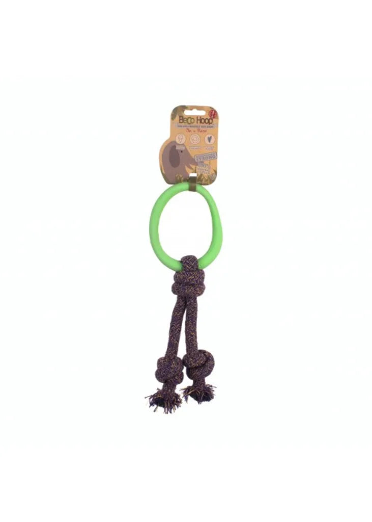 Beco Rubber Hoop on Rope Dog Toy