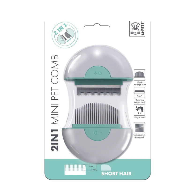 M-Pets 2-in-1 Mini Pet Comb for Hair