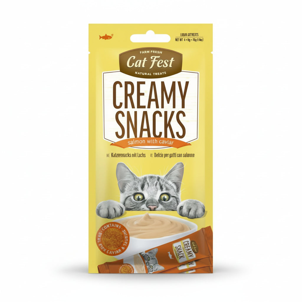 Catfest Creamy Snacks Salmon With Caviar For Cats