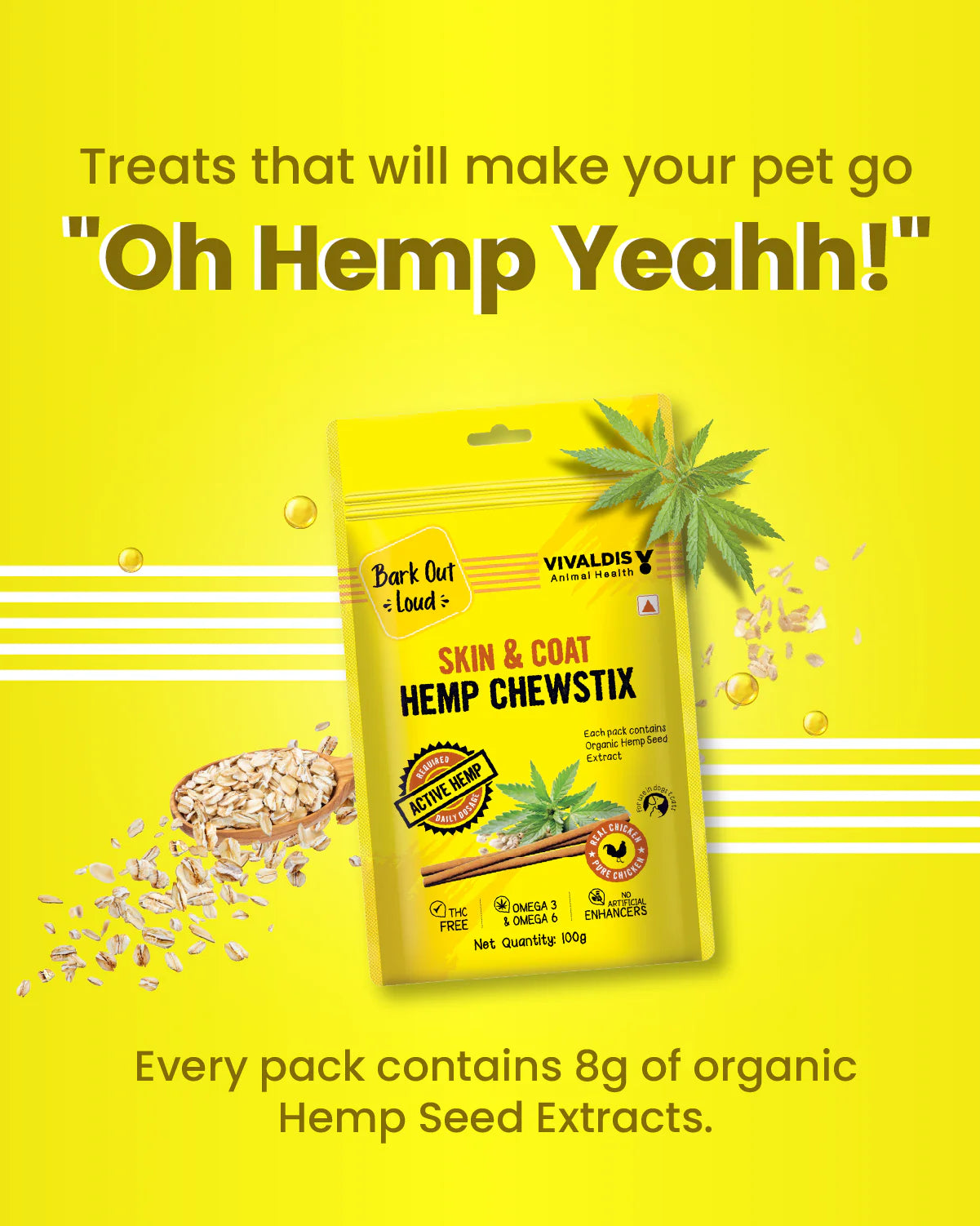 Bark Out Loud-Skin & Coat Hemp Chewstix for Dogs & Cats