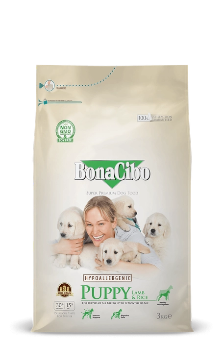 Bonacibo - Lamb & Rice For Puppies of All Breeds up to 12 Months of Age