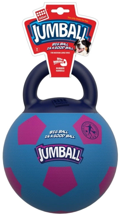 Gigwi- Soccer Ball with Rubber Handle Jumball Dog Toy