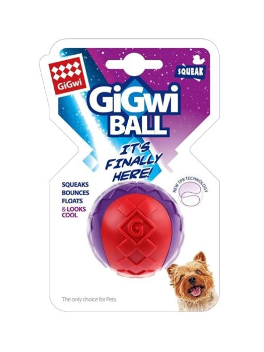 Gigwi-Ball Squeaker Solid Red& Purple