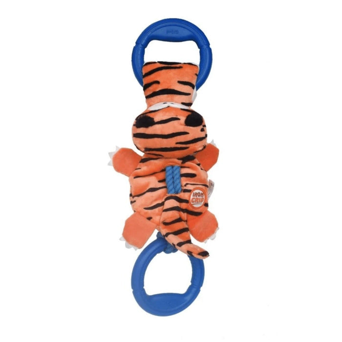 Gigwi- Iron Grip Tiger Plush Tug Toy with Tpr Handle