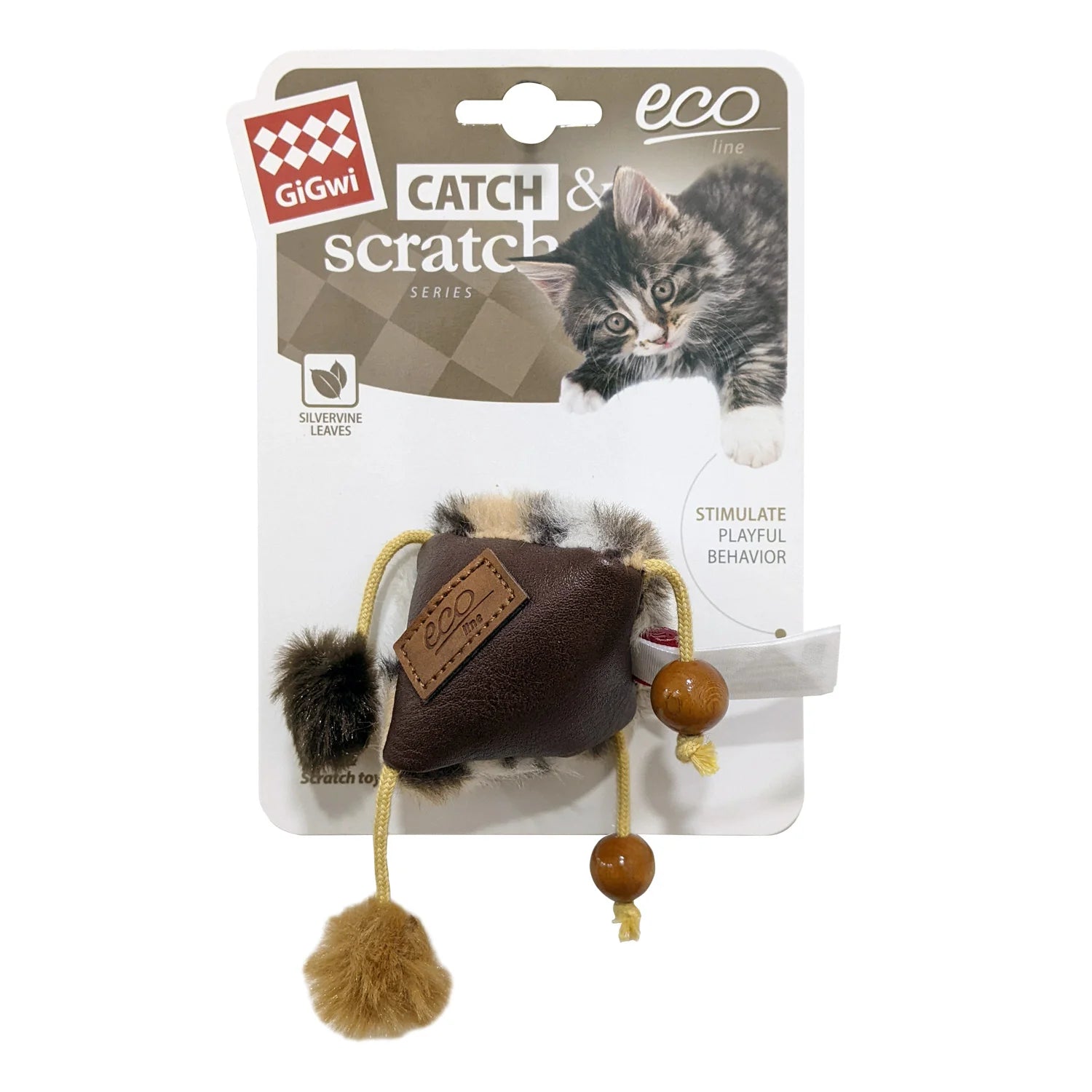 Gigwi Triangle Catch and Scratch Eco line Slivervine Leaves and Leatherette