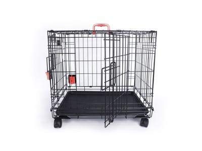 M-Pets Voyager Wire Crate Cage with 2 Doors and Wheels