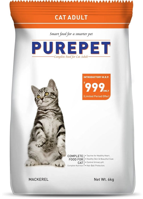 Purepet- Adult Dry Cat Food Mackerel Flavour 6Kg