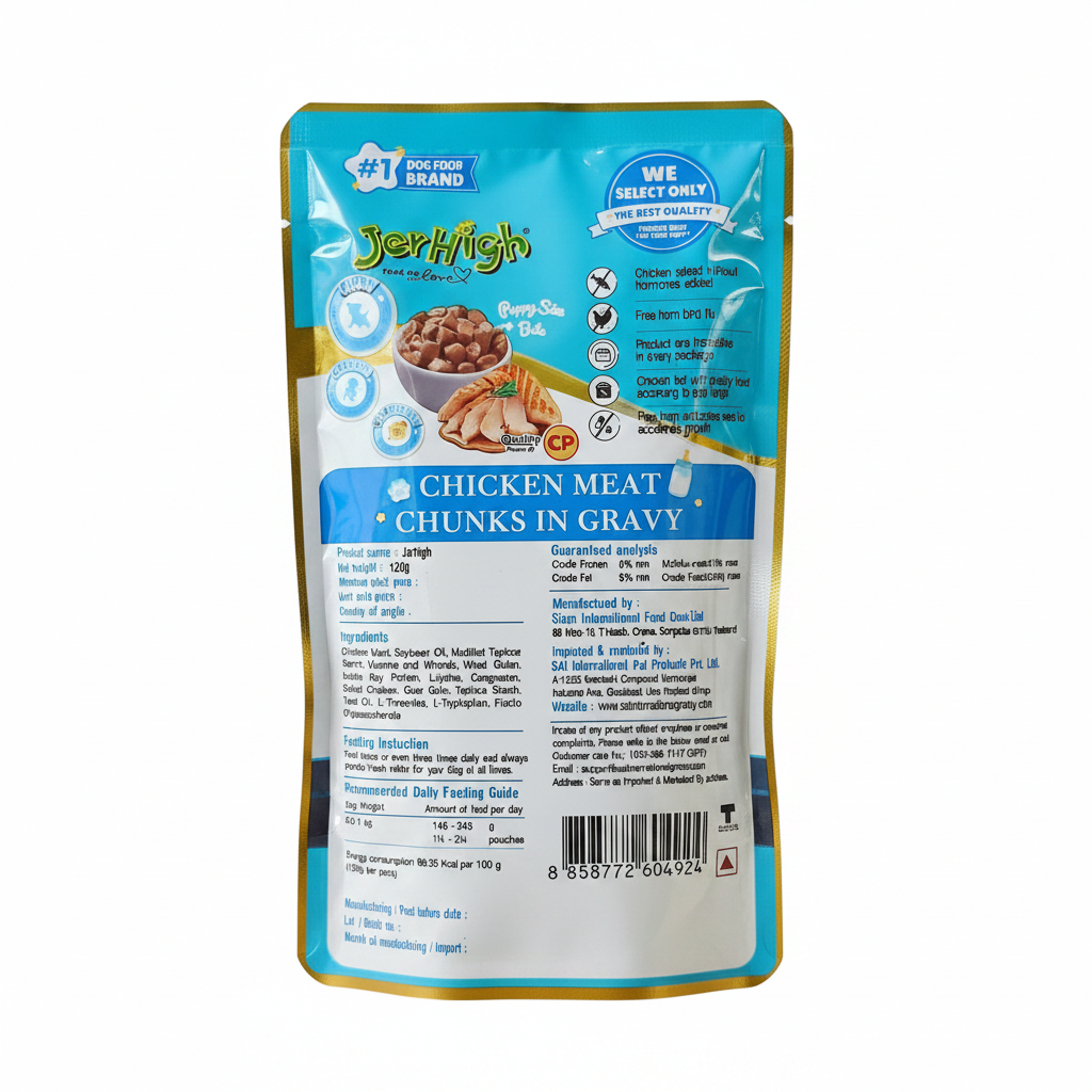 Jerhigh Chicken Meat Chunks in Gravy Puppy Pouch