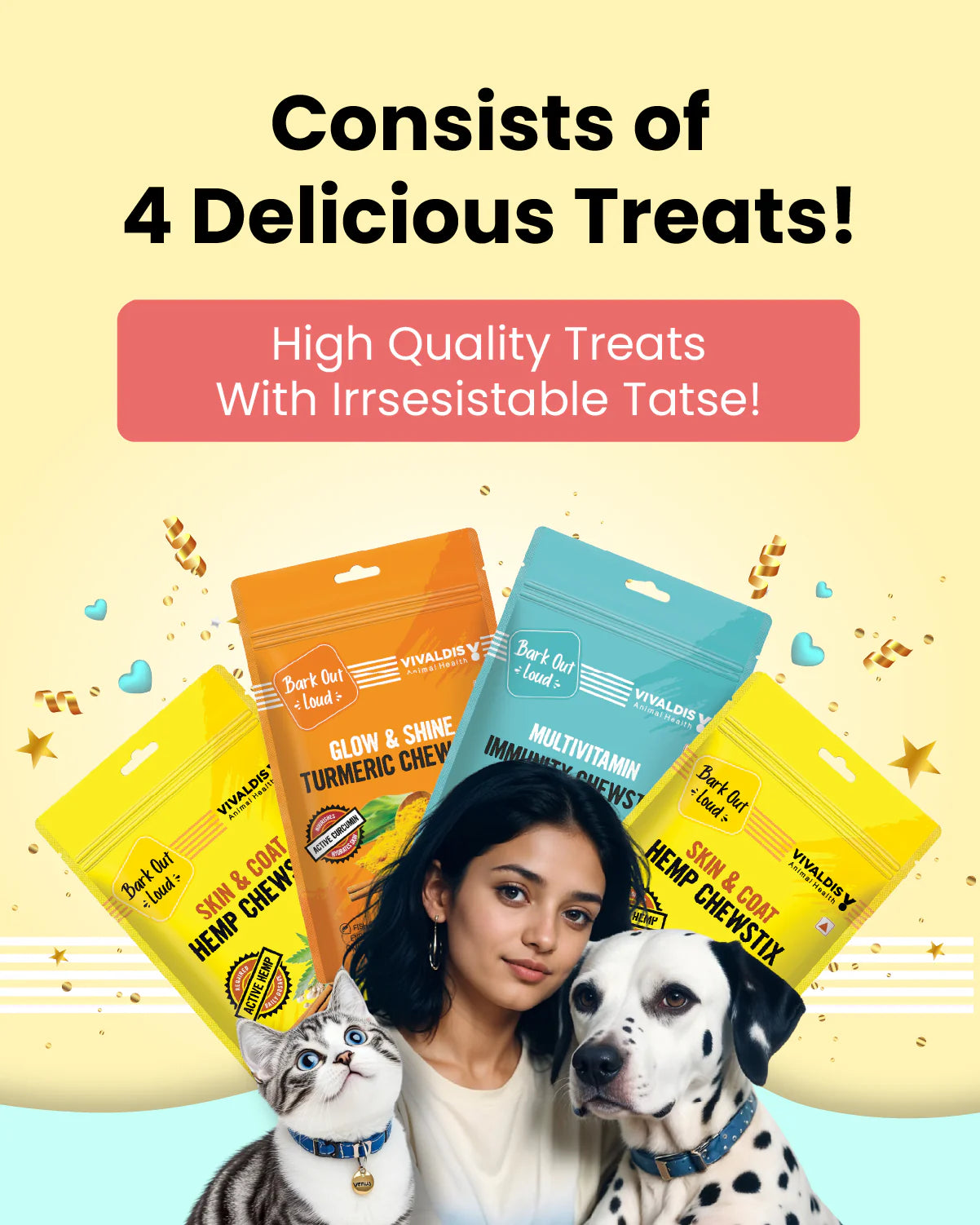 Bark Out Loud-Treat Box - Perfect Gift for Dogs & Cats (4 Delicious Treats)