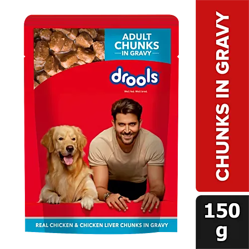 Drools -Adult Dog  Chicken and Chicken Liver Chunks in Gravy