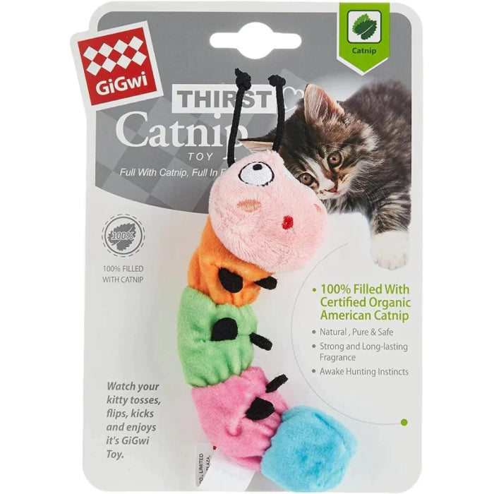 Gigwi- Thirsty Catnip Caterpillar filled with Organic Catnip Toy for Cats