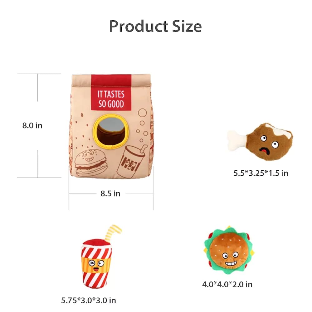 Gigwi Hide N Seek Fast Food Bag With Plush Hamburg Coke and Fried Chicken Inside