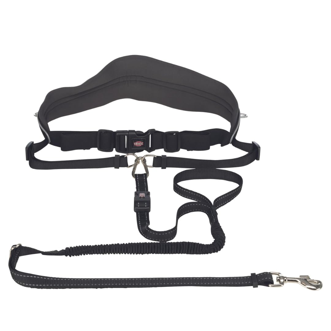 Trixie - Waist Belt with Leash, Wide, Neoprene Padded, Belt: 70–120 Cm, Leash: 1.10-1.50M