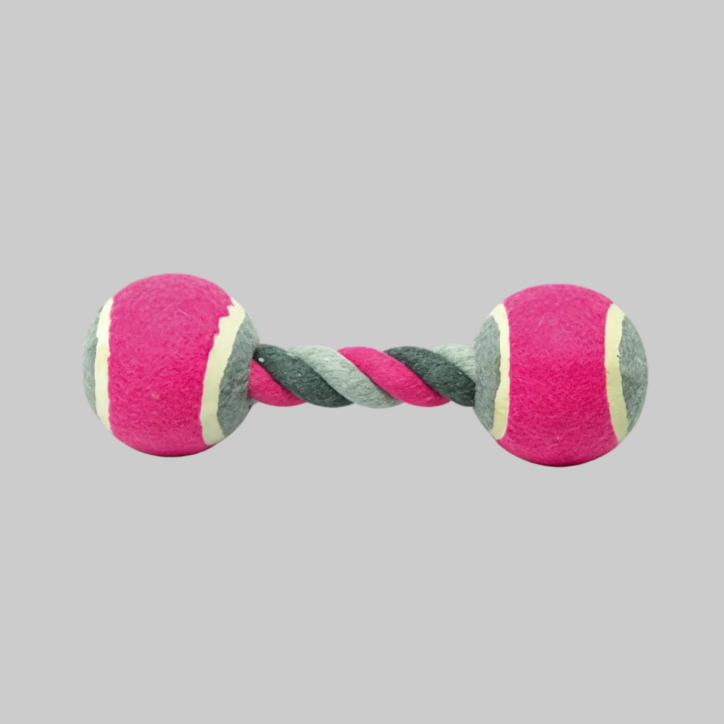 Duvoplus Knotted Cotton with 2 Tennis Balls Fetching and Chewing Toy for Dogs
