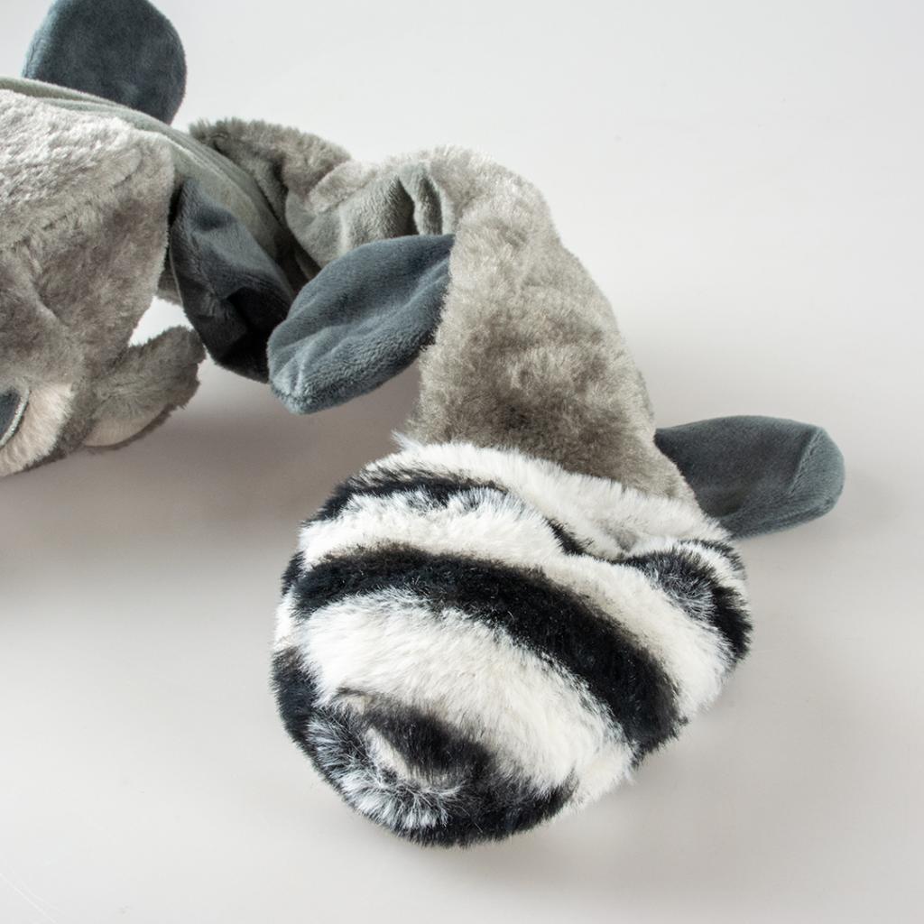 Duvoplus-Plush Racoon squeaky Long plush Dog Toy with Squeakers