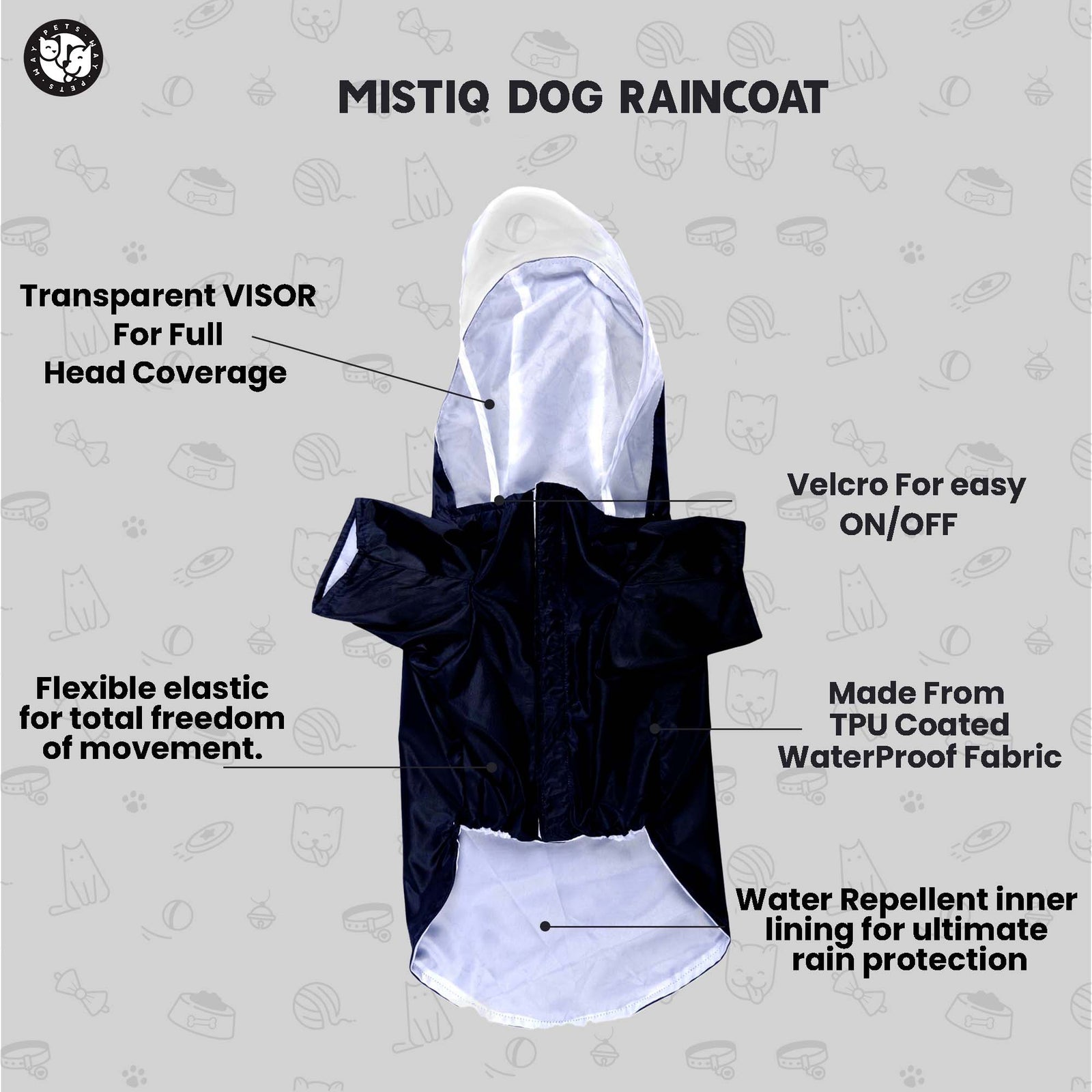 Pets Way Navy Mistiq Raincoat for Dogs