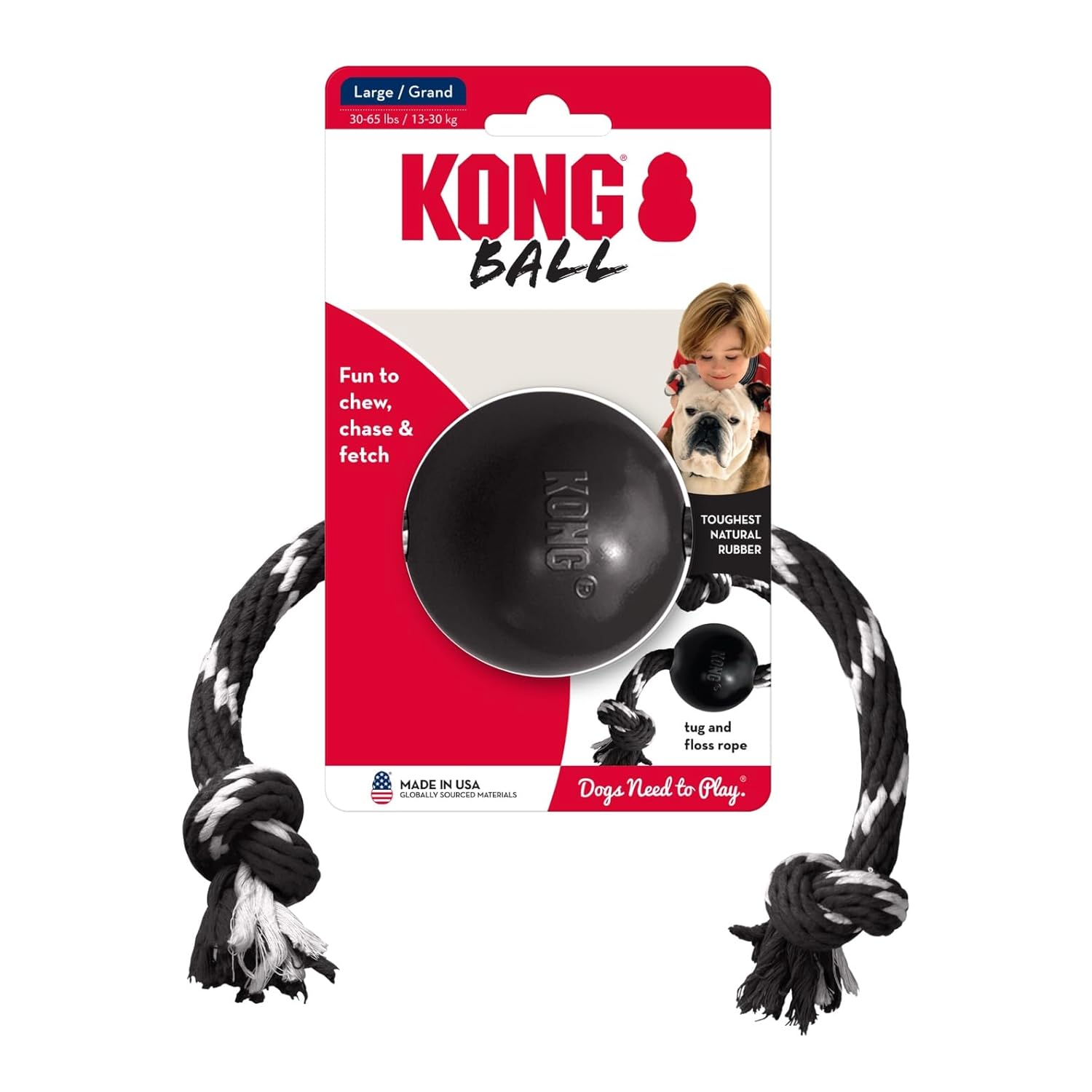 Kong Extreme Ball With Rope for Dogs