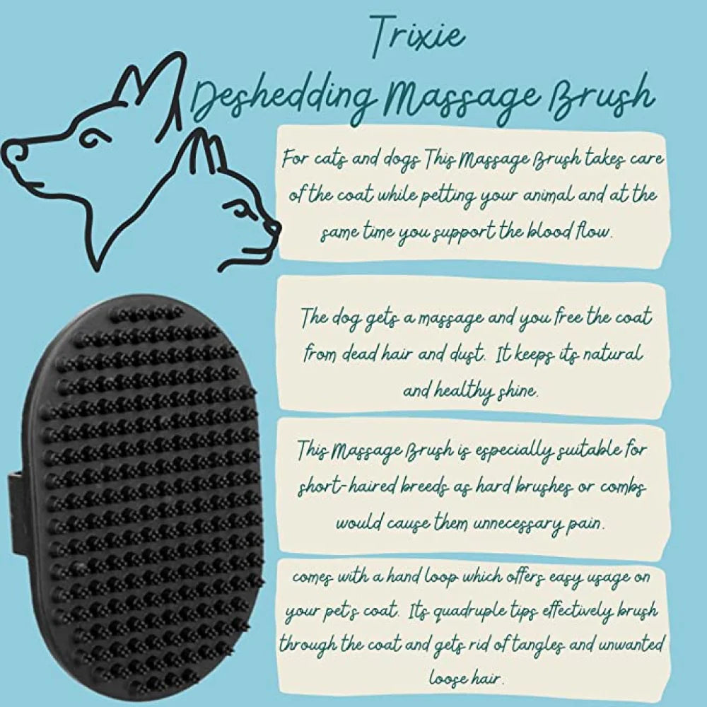 Trixie- Deshedding Massage Brush Rubber for Cats & Dogs