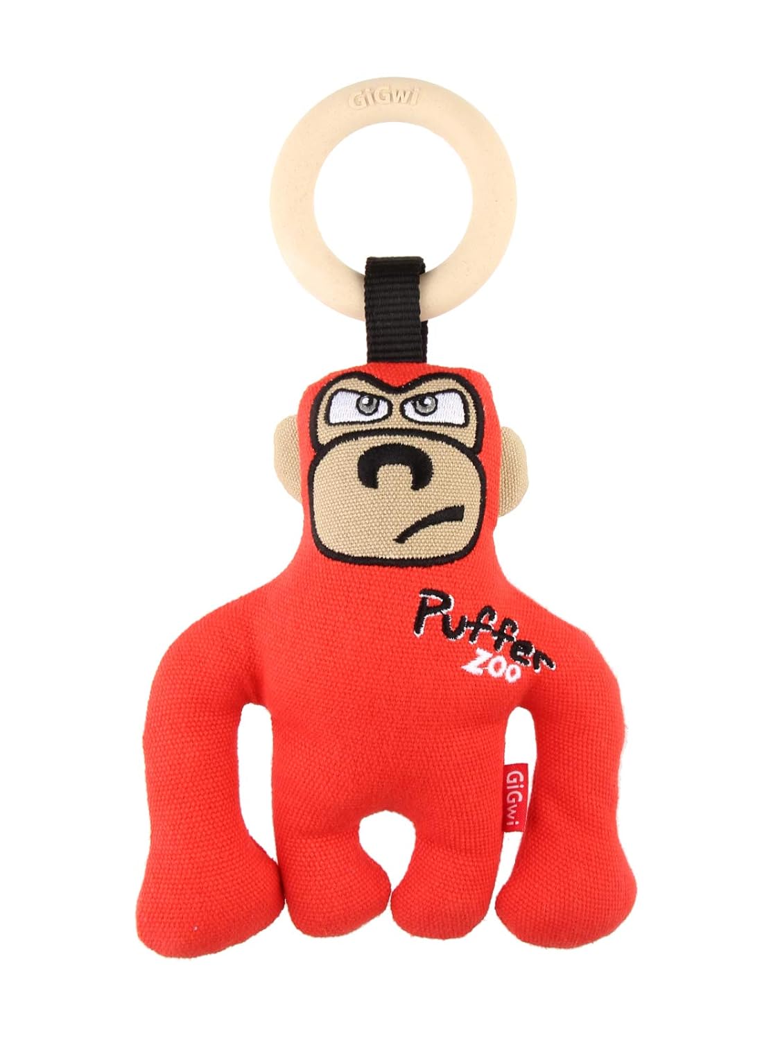 Gigwi Puffer Zoo Dog Toy Monkey with Ring Handle