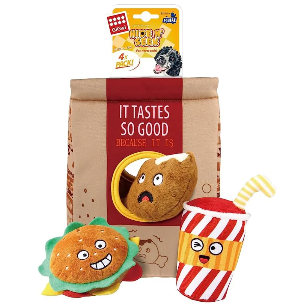 Gigwi Hide N Seek Fast Food Bag With Plush Hamburg Coke and Fried Chicken Inside