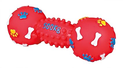 Trixie- Dumbbell Vinyl Dog Squeaker Chew Toy for Dogs & Puppies