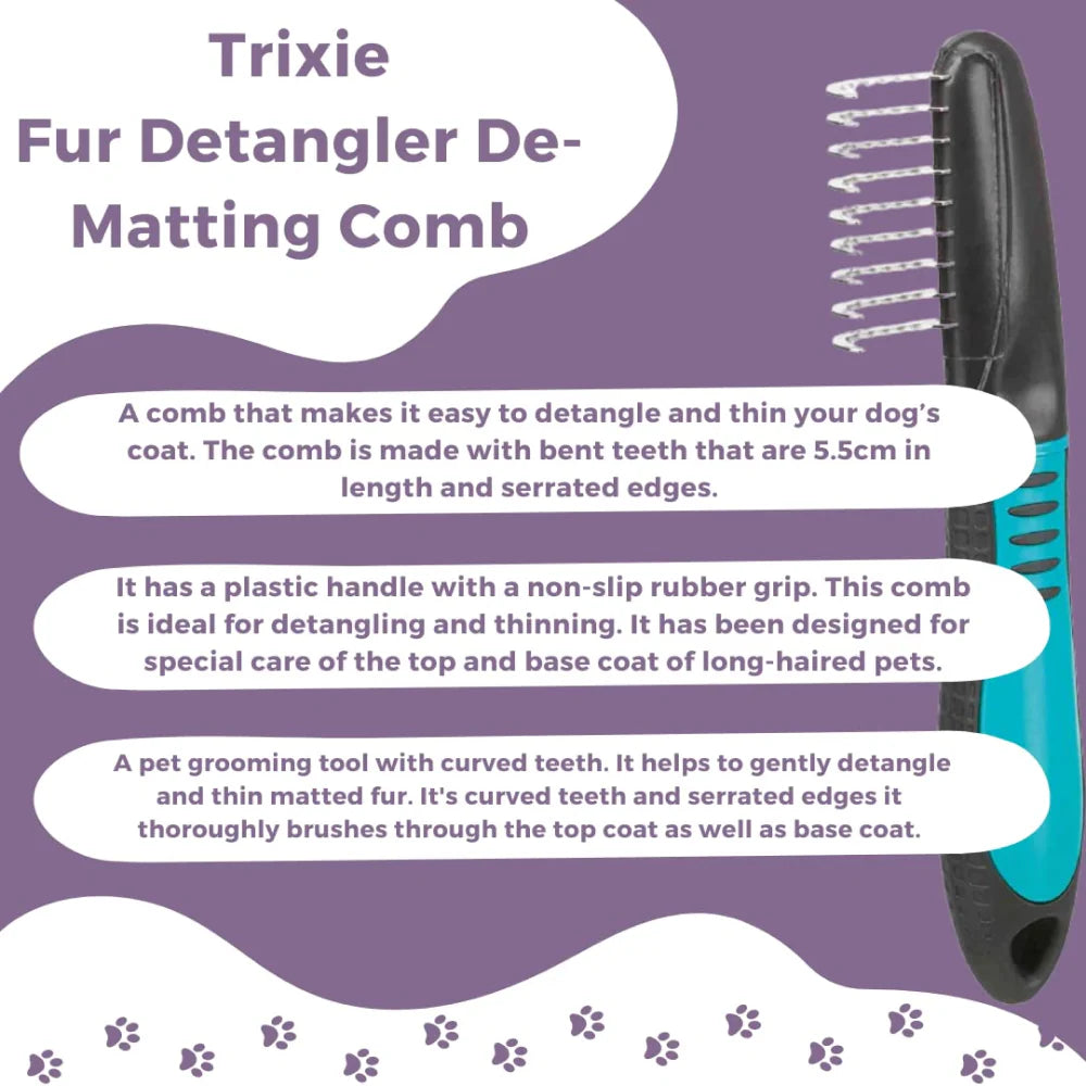 Trixie- Fur Detangler With Curved Teeth Brush for Dogs and Cats