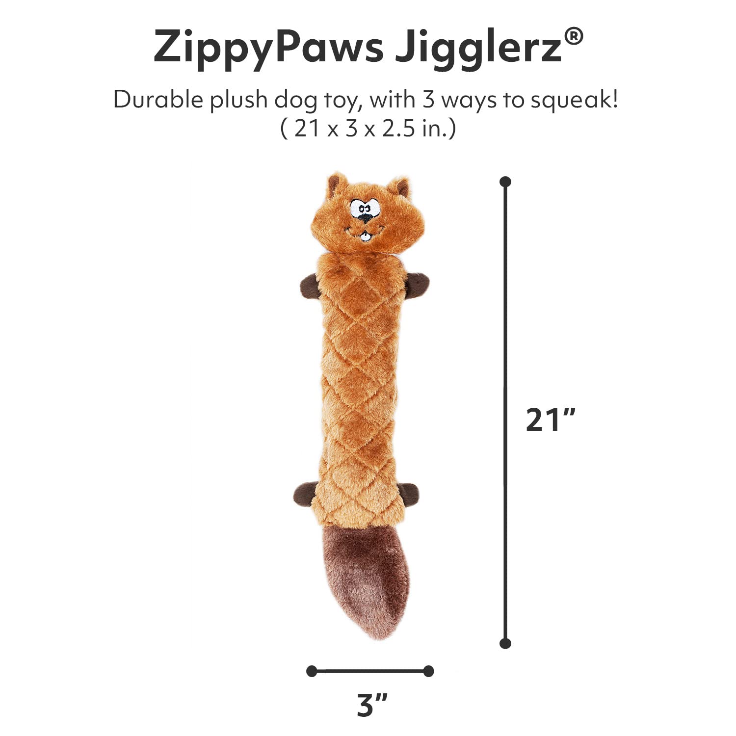 Zippy Paws Chipmunk Jigglerz Plush Toy for Dogs