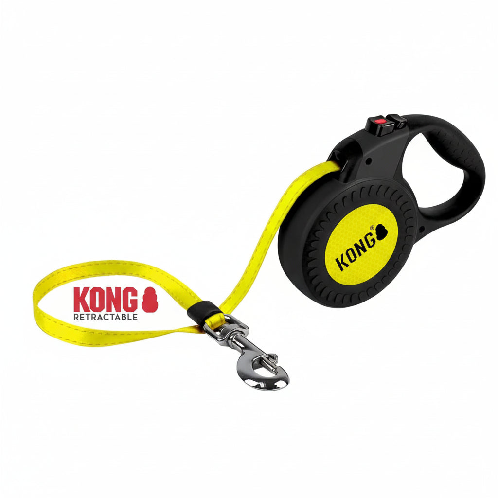 Kong Retractable Reflect Leash Large Black & Yellow