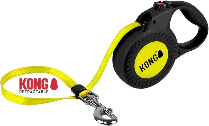 Kong- Retractable Reflect Leash Large (Black & Yellow)