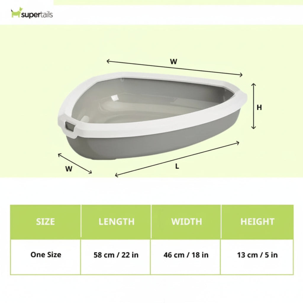 Savic Rincon Corner Litter Tray with Rim for Cats