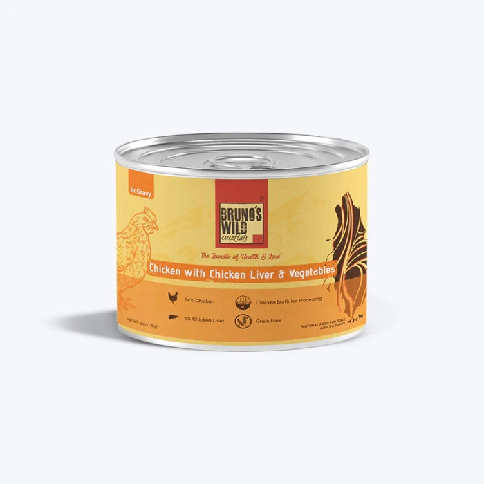 Bruno's Wild-Essentials Chicken with Chicken Liver & Vegetables in Gravy Wet Dog Food