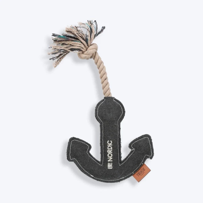 Trixie- Be Nordic Anchor On A Rope Dog Toy Black