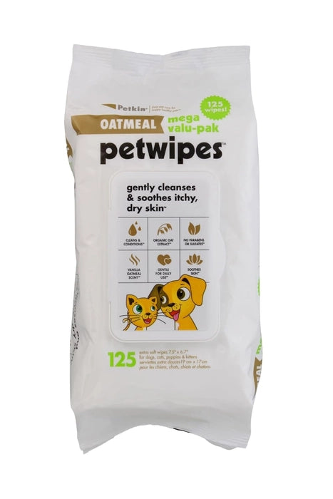 Petkin-Oatmeal Pet Wipes Value pack 125Pcs