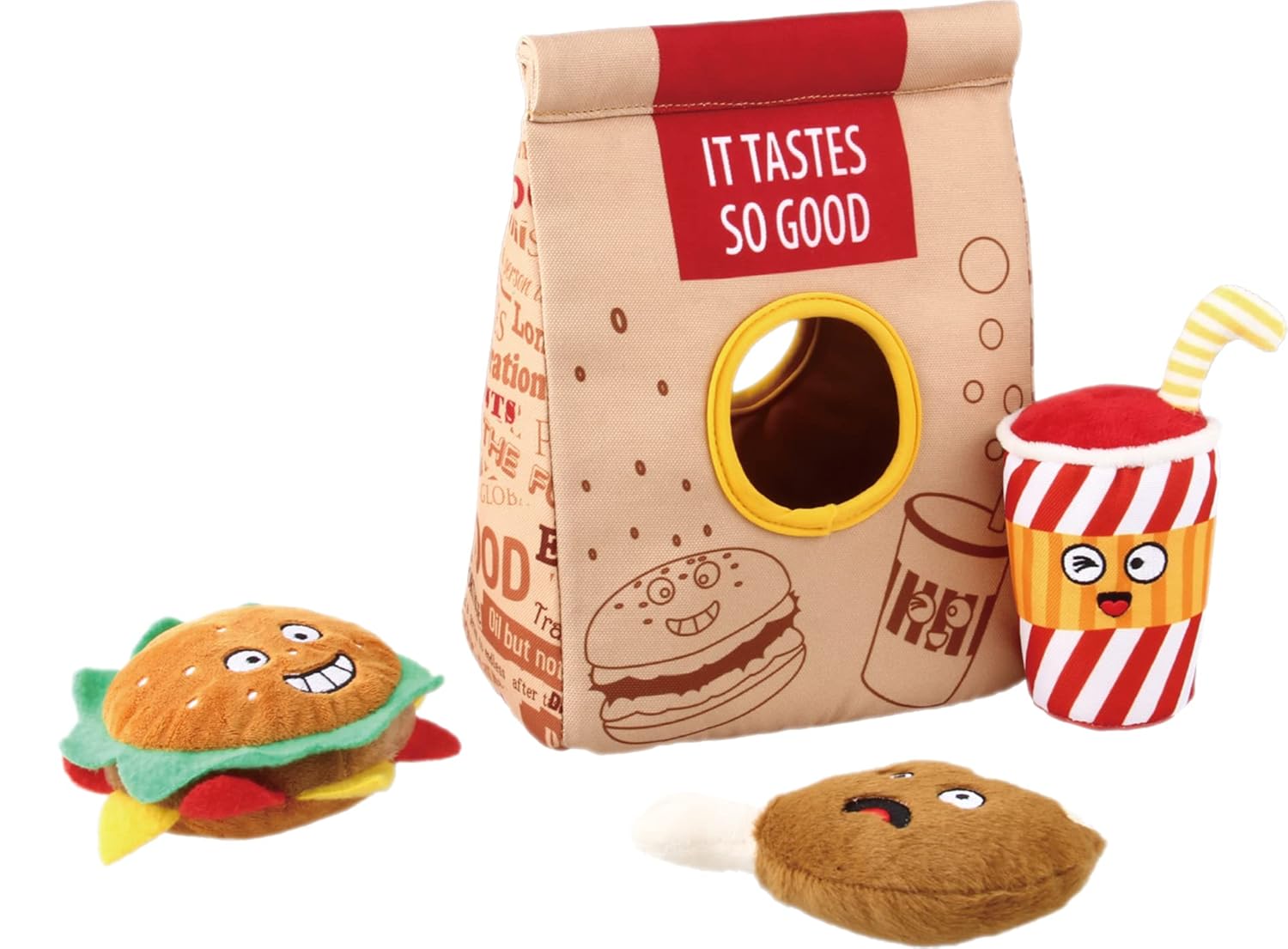 Gigwi Hide N Seek Fast Food Bag With Plush Hamburg Coke and Fried Chicken Inside