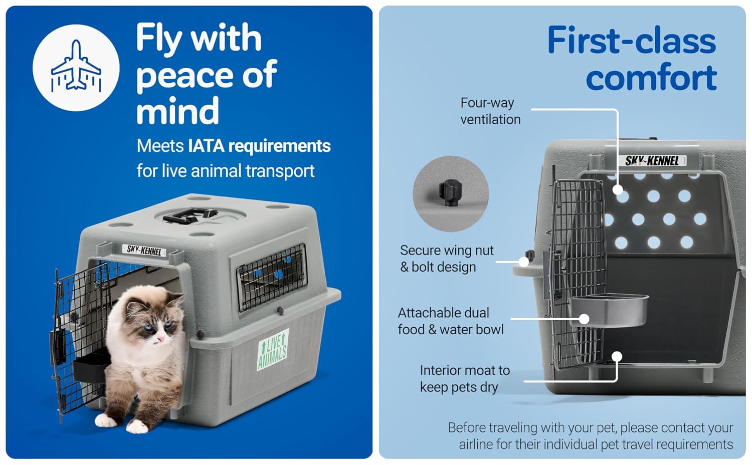 Petmate Sky Kennel for Pets Grey