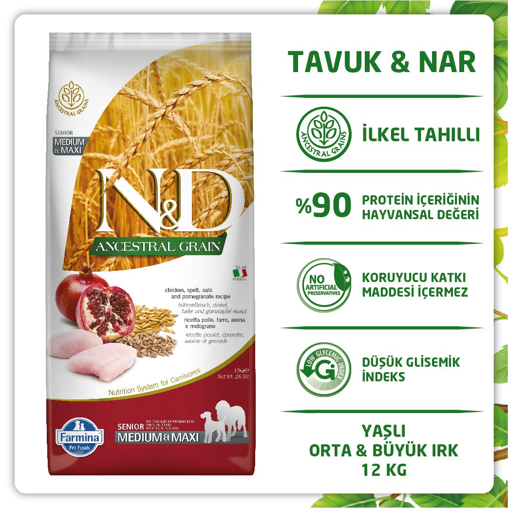 N&D - Anc Grain Dog Cp Senior Med/Maxi Adult 12 Kg